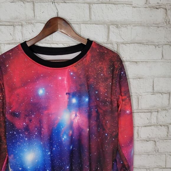 Cute galaxy printed crew lightweight sweatshirt - Picture 2 of 9